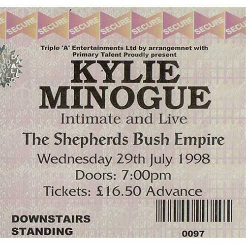Kylie Minogue Intimate And Live + ticket stub UK tour programme Kylie Minogue Intimate And Live + ticket stub UK tour programme